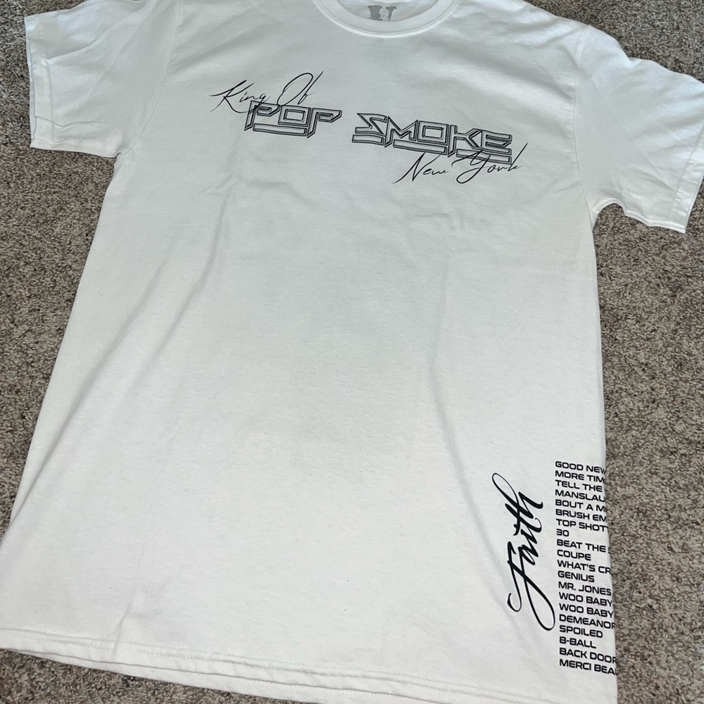 White vlone Pop Smoke black t-shirt